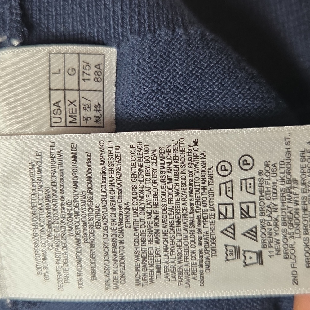 Brooks Brothers Navy Cardigan with Floral Embroidery,sz L. - Picture 4 of 6